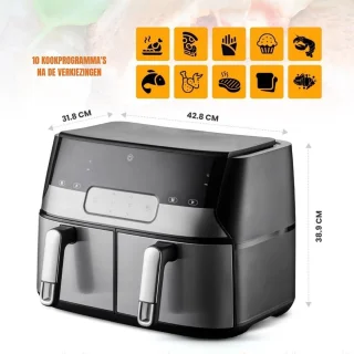Thuys Dubbele Airfryer Heteluchtfriteuse Zwart