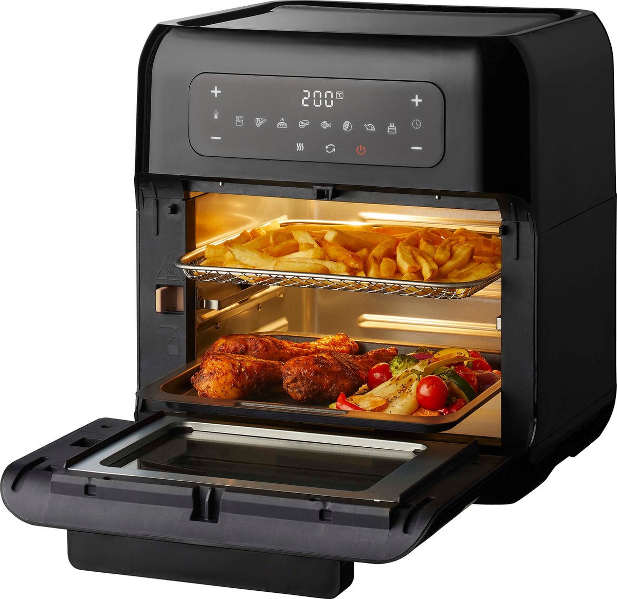 De Tomado TAF1201B airfryer oven 12L zwart in één oogopslag