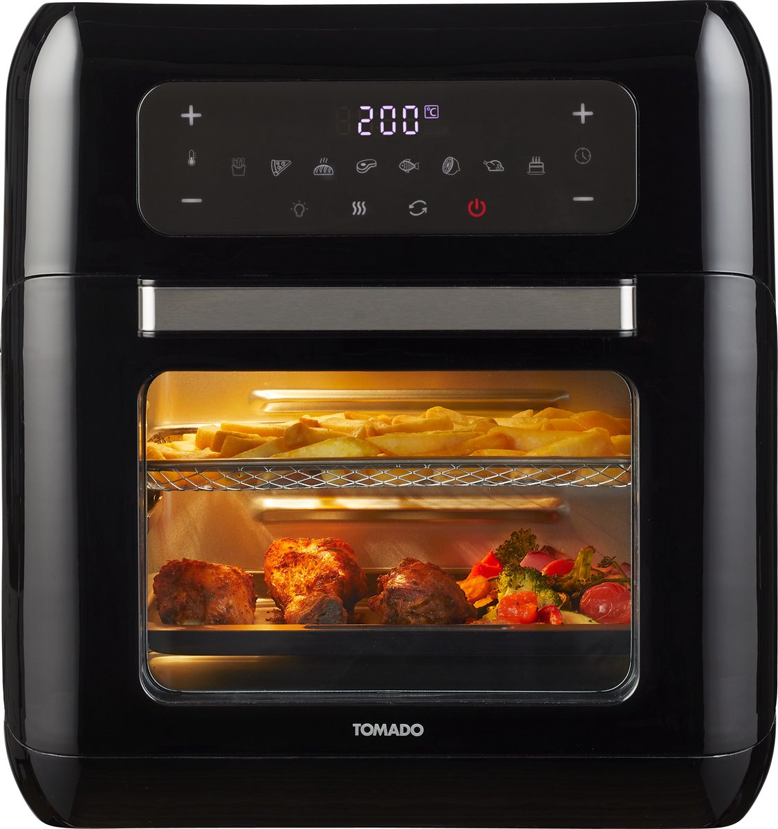 Wat vinden we goed aan de Tomado TAF1201B airfryer oven 12L zwart