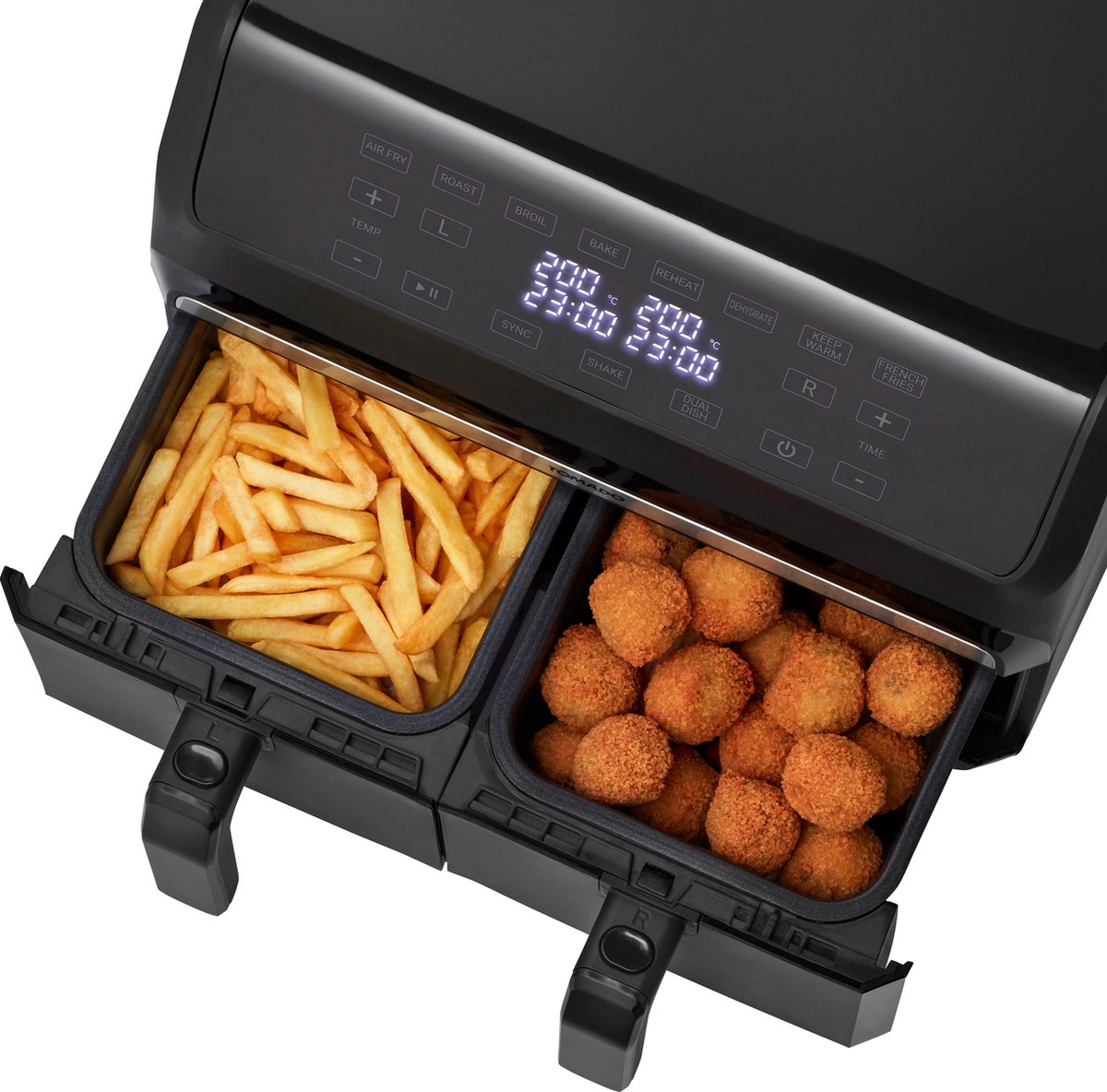Wat vinden we goed aan de Tomado TAF8001B Dubbele Airfryer Zwart 2x4L