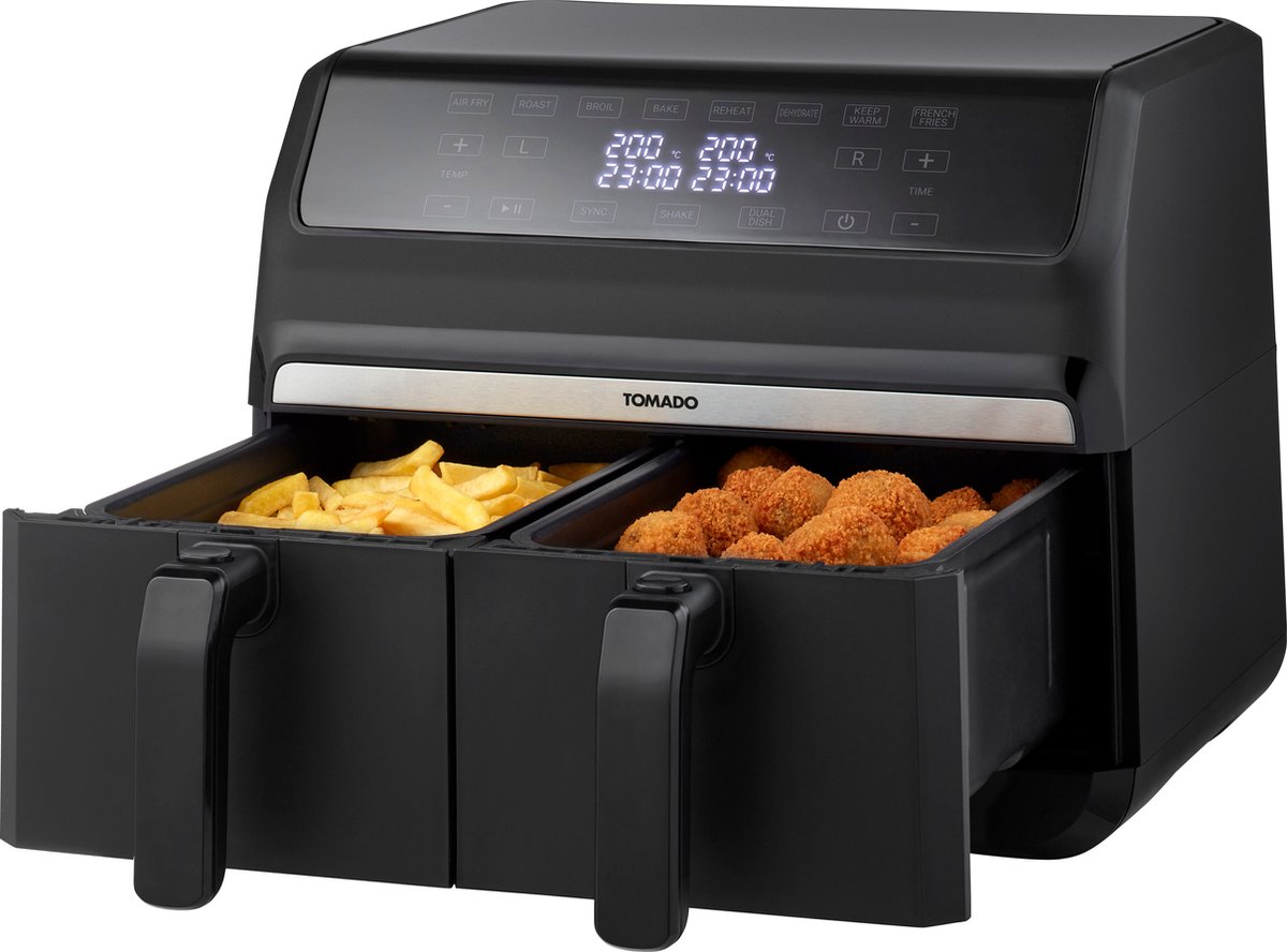 Tomado TAF8001B Dubbele Airfryer Zwart 2x4L