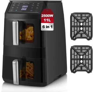 TopStrong air fryer 11l - friteuse zonder olie met 2 kijkladen
