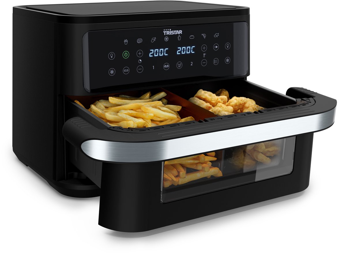 De Tristar Airfryer FR-9432 Dual Zone Flex 10L Zwart in één oogopslag