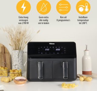 Tristar Airfryer XXL FR-9026 Digitale Dubbele Heteluchtfriteuse Zwart