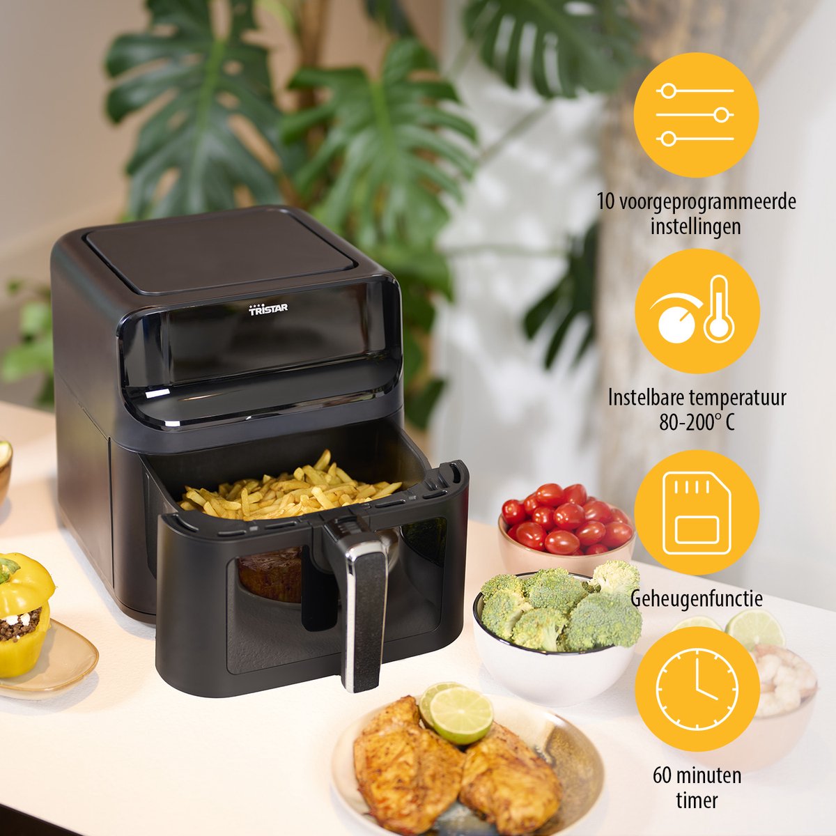 Tristar Airfryer XXL FR-9037 - Digitale Heteluchtfriteuse 6,2L Zwart