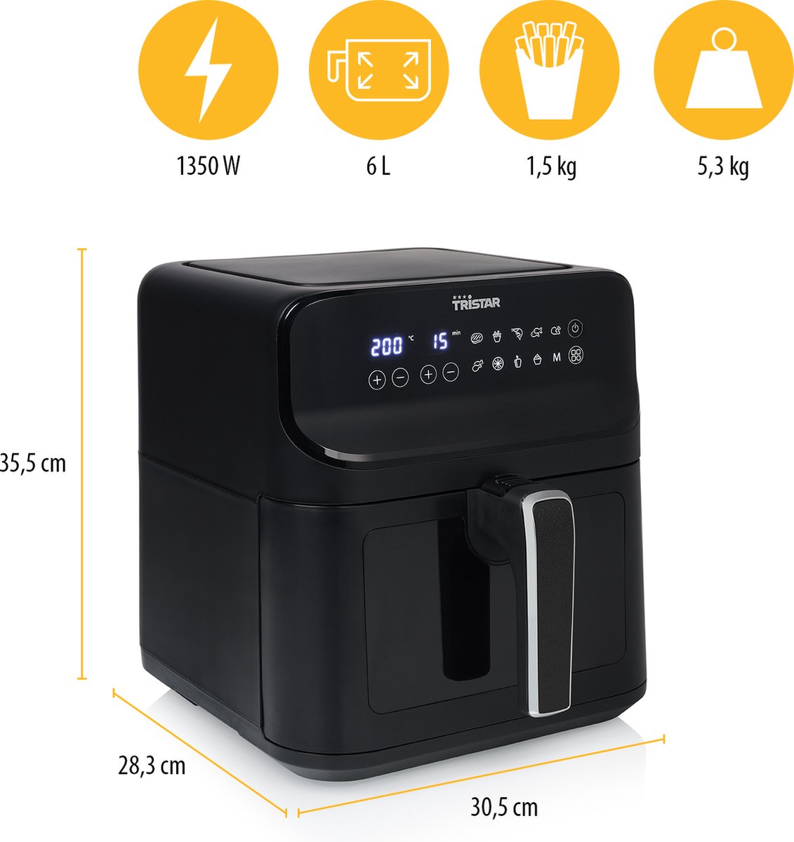 Tristar Airfryer XXL FR-9037 - Digitale Heteluchtfriteuse 6,2L Zwart