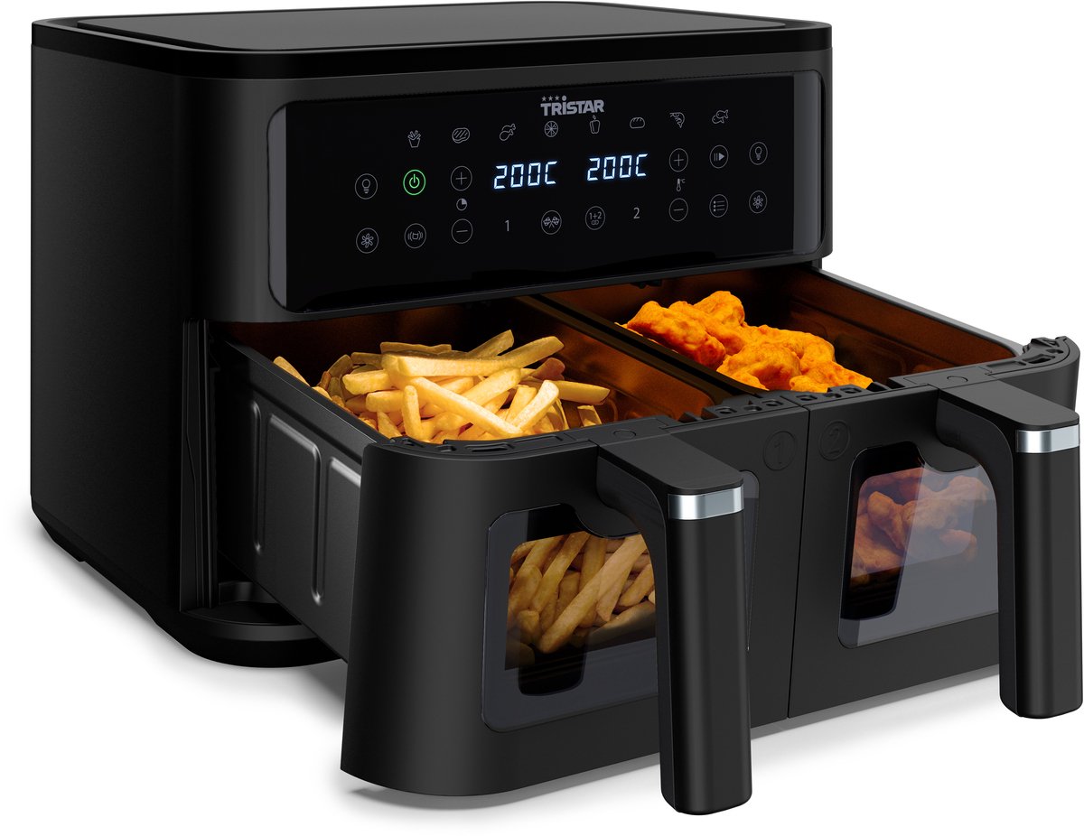 De Tristar FR-9429 Dubbele Airfryer 9L Dual Mand in één oogopslag