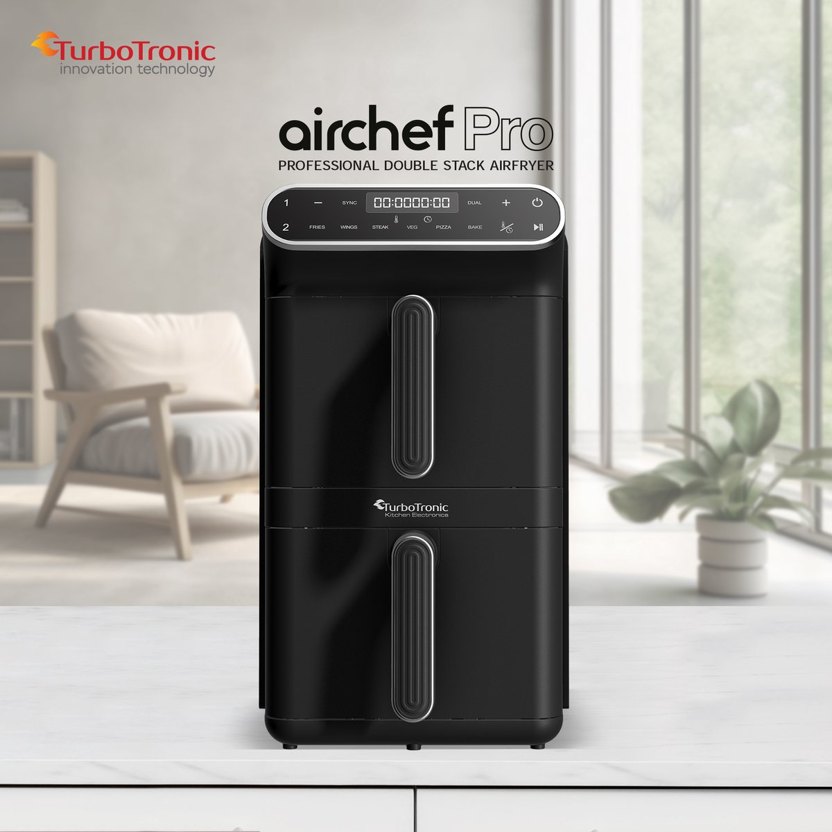 Turbotronic AF-500D Dubbele Airfryer 11L Zwart