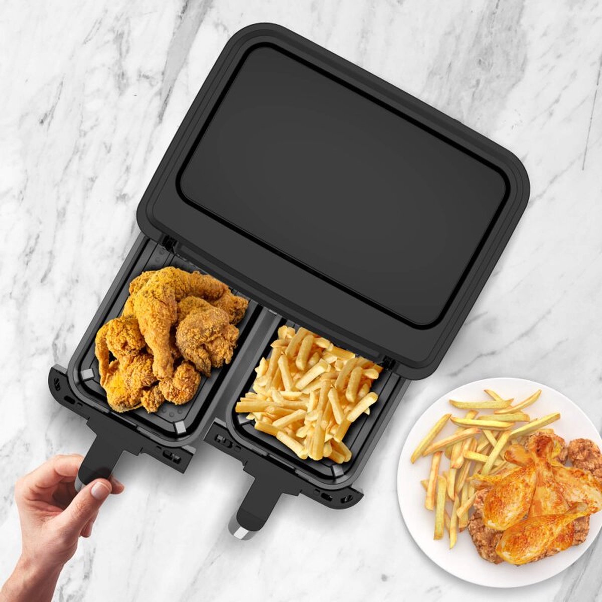 TurboTronic AF118 Dubbele Airfryer XXL 7,6L Zwart