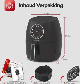 TurboTronic AF210 Digitale Airfryer 3.5L Zwart