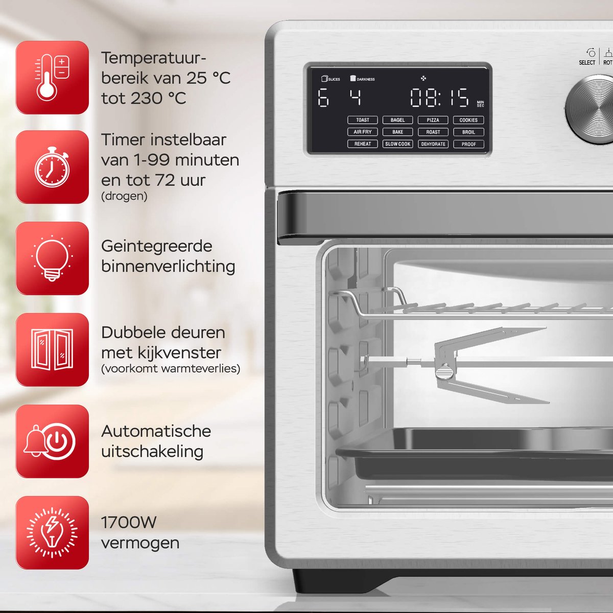 TurboTronic AF32DRD Airfryer XXL Oven 32L Zilver