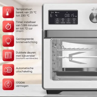 TurboTronic AF32DRD Airfryer XXL Oven 32L Zilver