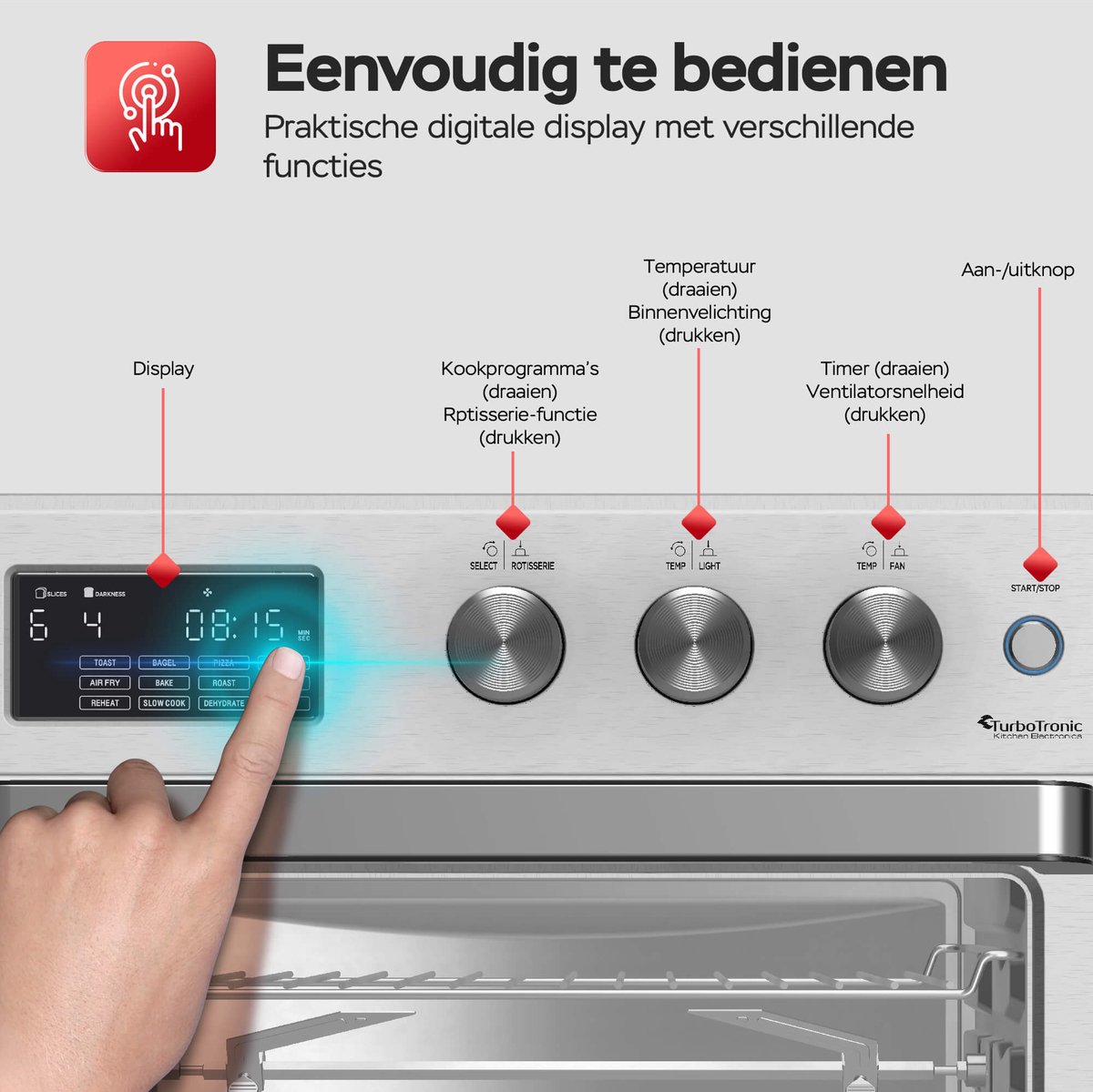 TurboTronic AF32DRD Airfryer XXL Oven 32L Zilver