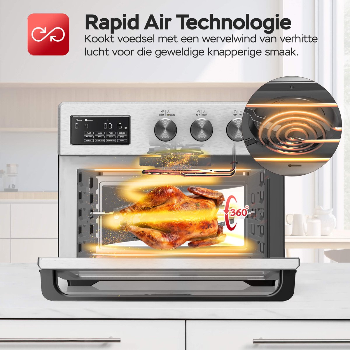TurboTronic AF32DRD Airfryer XXL Oven 32L Zilver