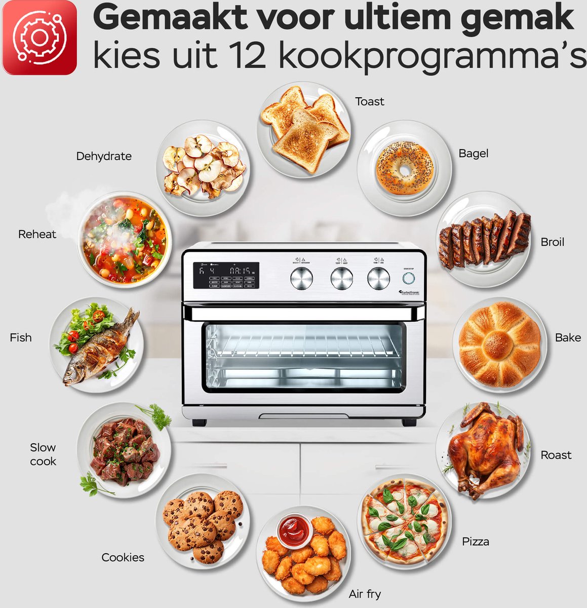 TurboTronic AF32DRD Airfryer XXL Oven 32L Zilver