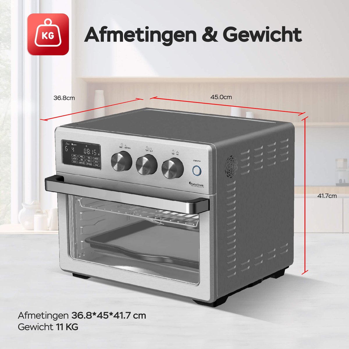 TurboTronic AF32DRD Airfryer XXL Oven 32L Zilver