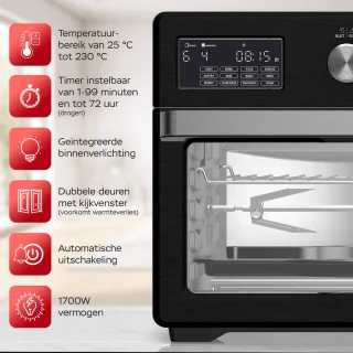 TurboTronic AF32DRD Airfryer XXL Oven Zwart