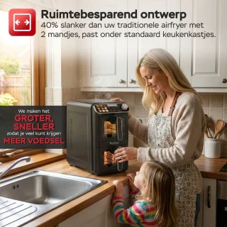 Turbotronic AF510D - Dubbele Airfryer XXL - Zwart
