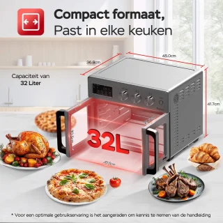 TurboTronic AFD32 Airfryer XXL en Oven 32L Zilver