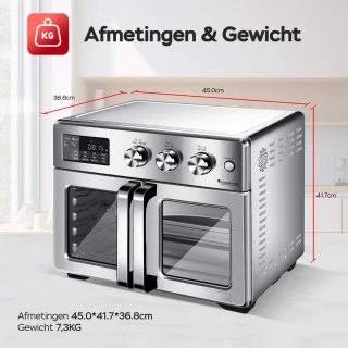 TurboTronic AFD32 Airfryer XXL en Oven 32L Zilver