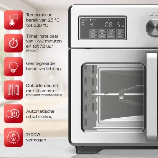 TurboTronic AFD32 Airfryer XXL en Oven 32L Zilver