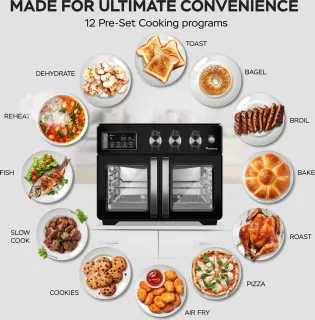 TurboTronic AFD32 Airfryer XXL en Oven Zwart 32L