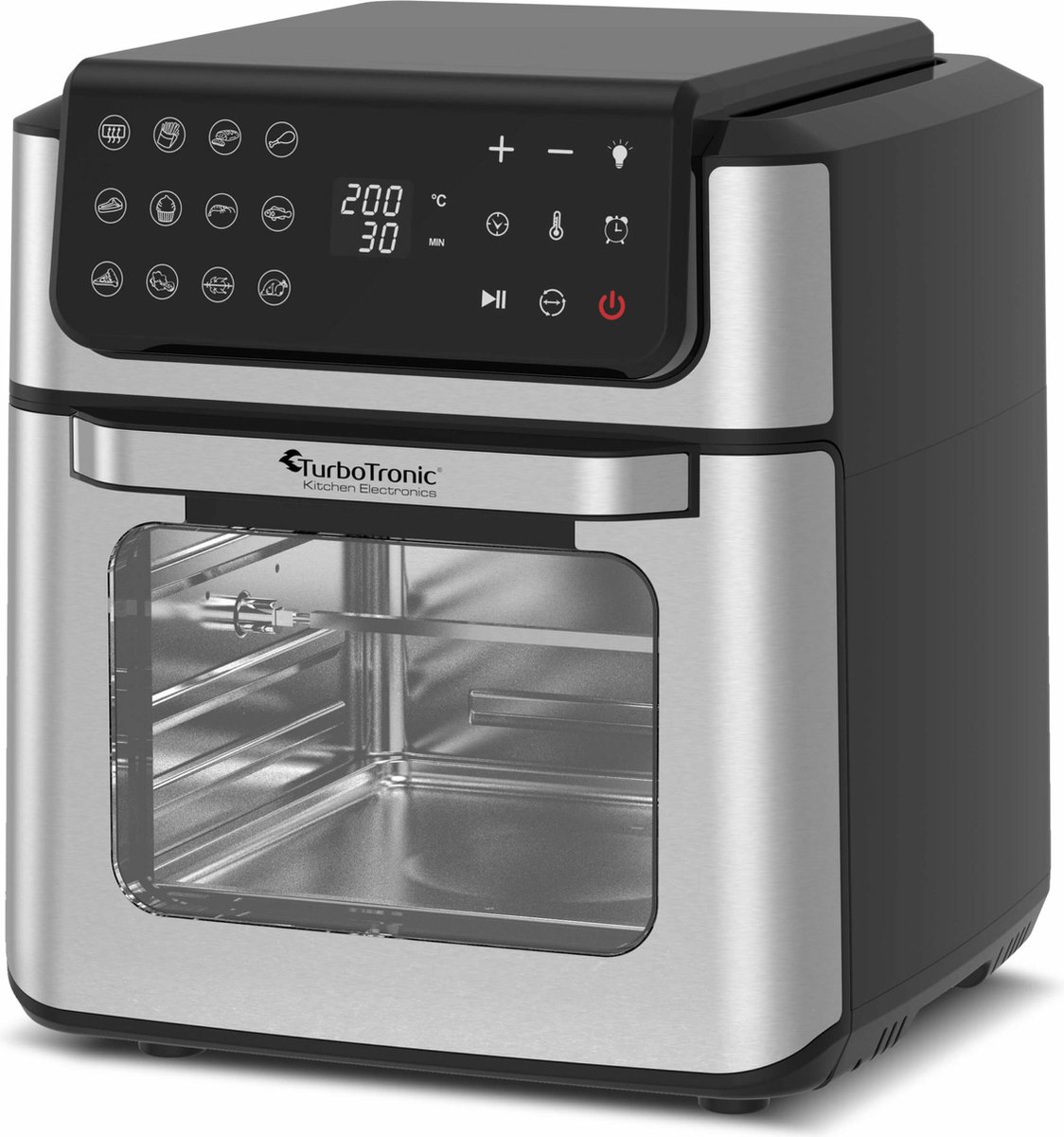 TurboTronic AFO12W Airfryer XXL Zwart/Zilver