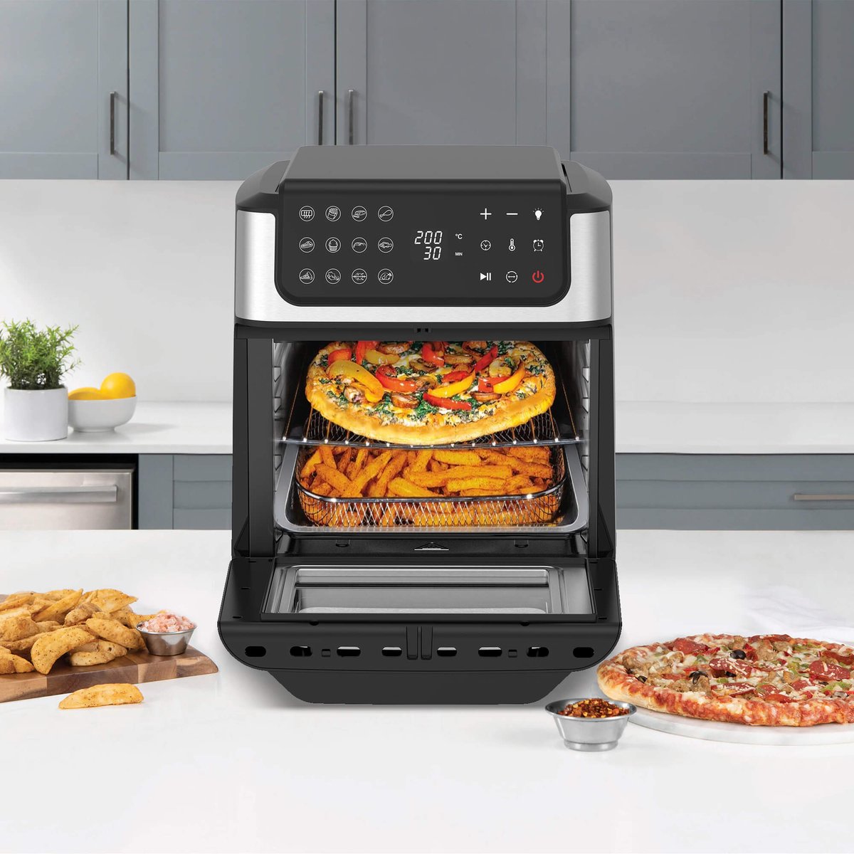 TurboTronic AFO12W Airfryer XXL Zwart/Zilver