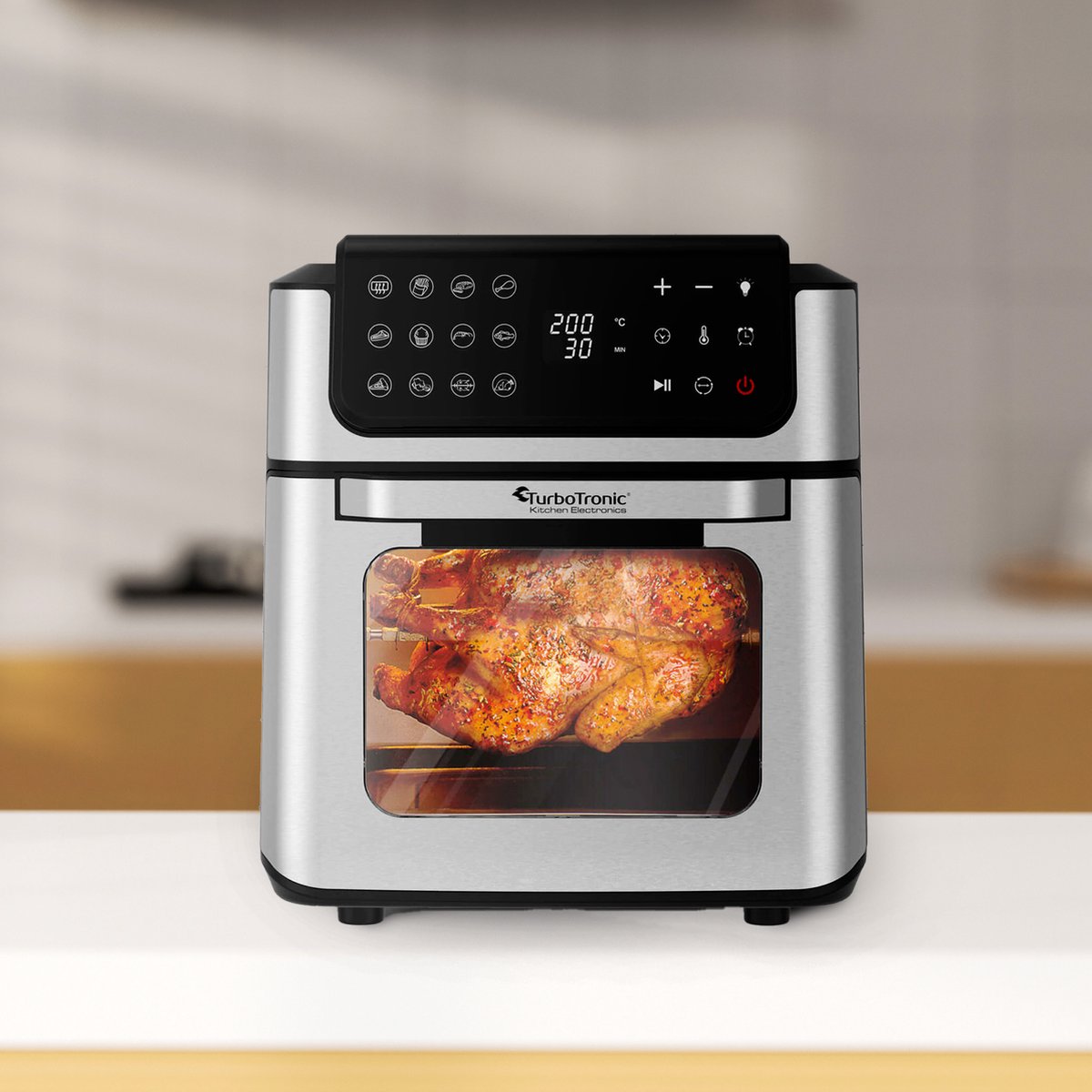 TurboTronic AFO12W Airfryer XXL Zwart/Zilver
