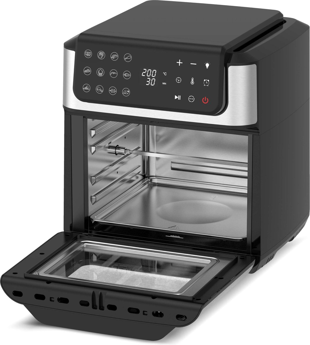 TurboTronic AFO12W Airfryer XXL Zwart/Zilver