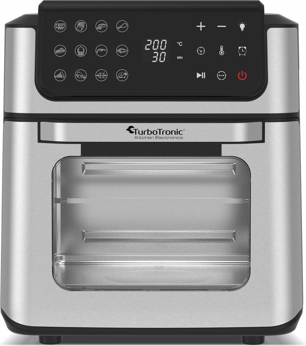 TurboTronic AFO12W Airfryer XXL Zwart/Zilver
