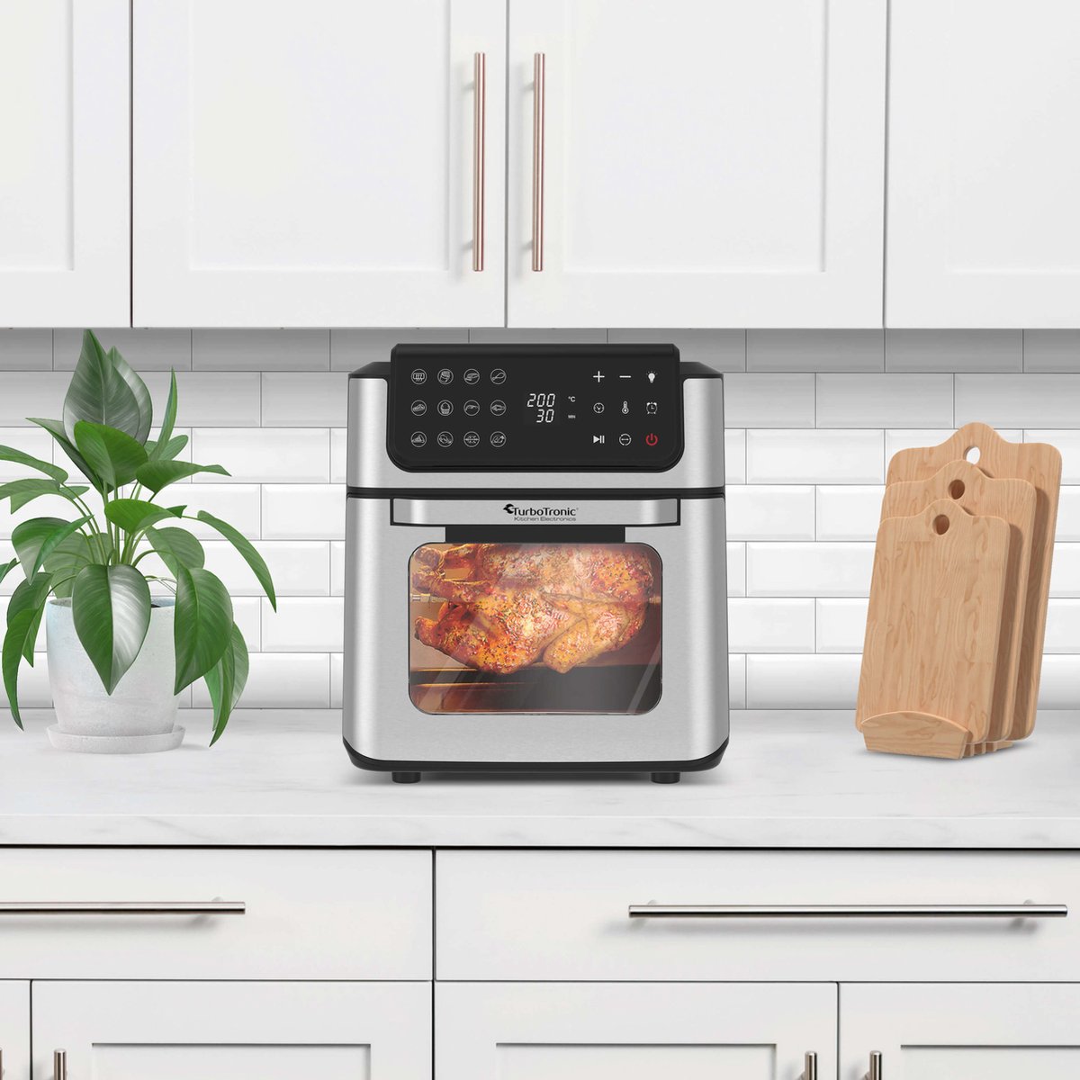 TurboTronic AFO12W Airfryer XXL Zwart/Zilver