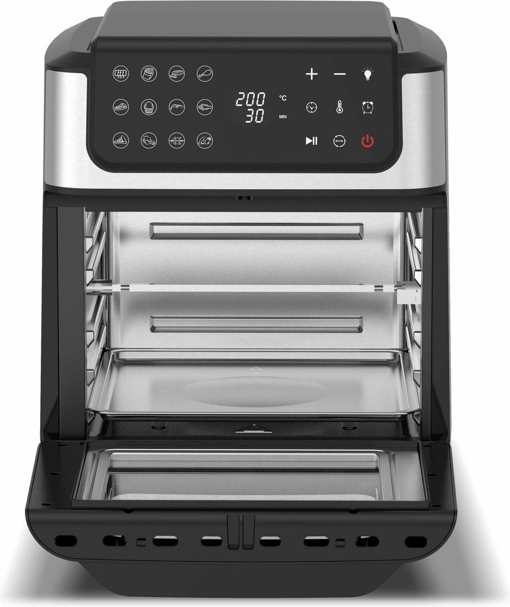 TurboTronic AFO12W Airfryer XXL Zwart/Zilver