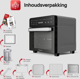 TurboTronic AFO14 XXL Airfryer en Oven Zwart