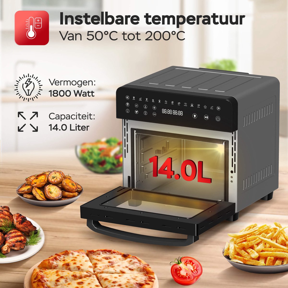 TurboTronic AFO14 XXL Airfryer en Oven Zwart