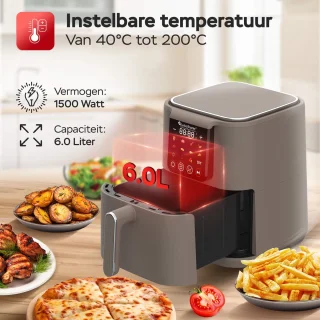 Turbotronic AirChef AF-250 XL Airfryer 6L Truffle Grey