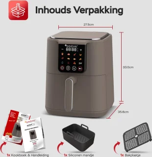 Turbotronic AirChef AF-250 XL Airfryer 6L Truffle Grey