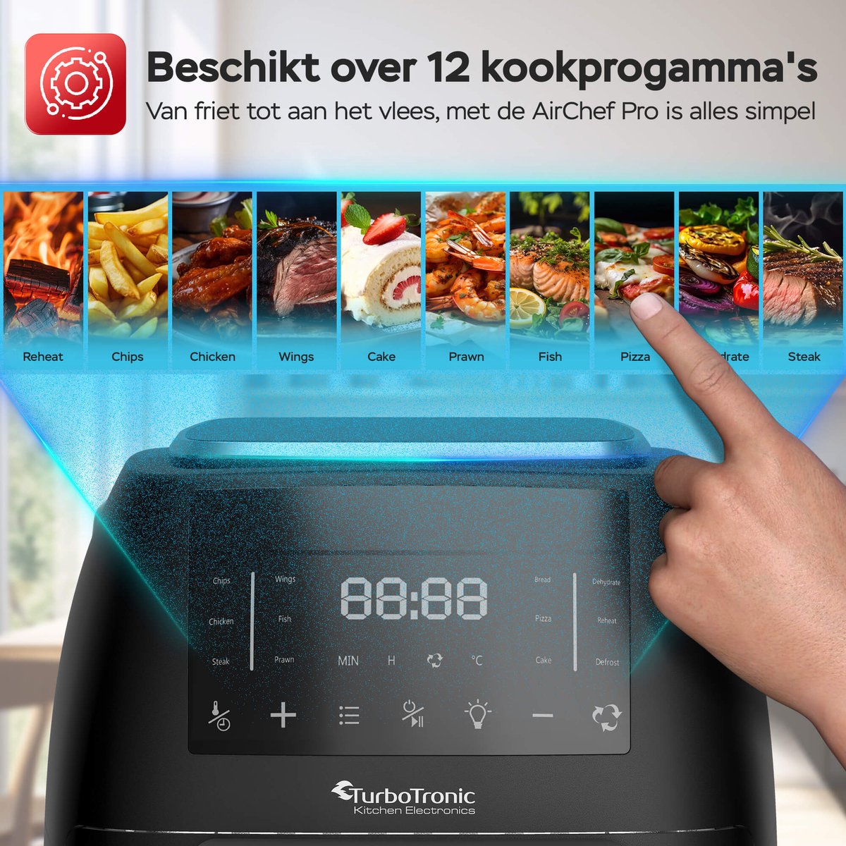 Turbotronic AirChef AF-260 Airfryer XL 12L Zwart