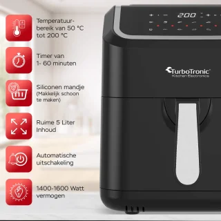 Turbotronic AirChef XL 5L Heteluchtfriteuse Zwart