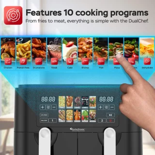 Turbotronic Airfryer XXL DualChef 9L Zwart