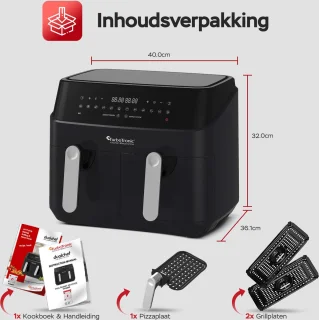 Turbotronic DAF5 Dubbele Airfryer XXL DualChef Zwart