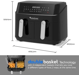 Turbotronic DAF5 Dubbele Airfryer XXL DualChef Zwart