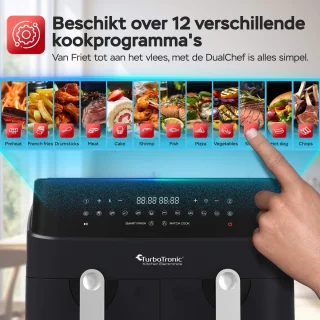 Turbotronic DAF5 Dubbele Airfryer XXL DualChef Zwart