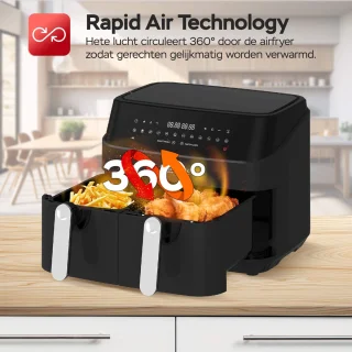 Turbotronic DAF5 Dubbele Airfryer XXL DualChef Zwart