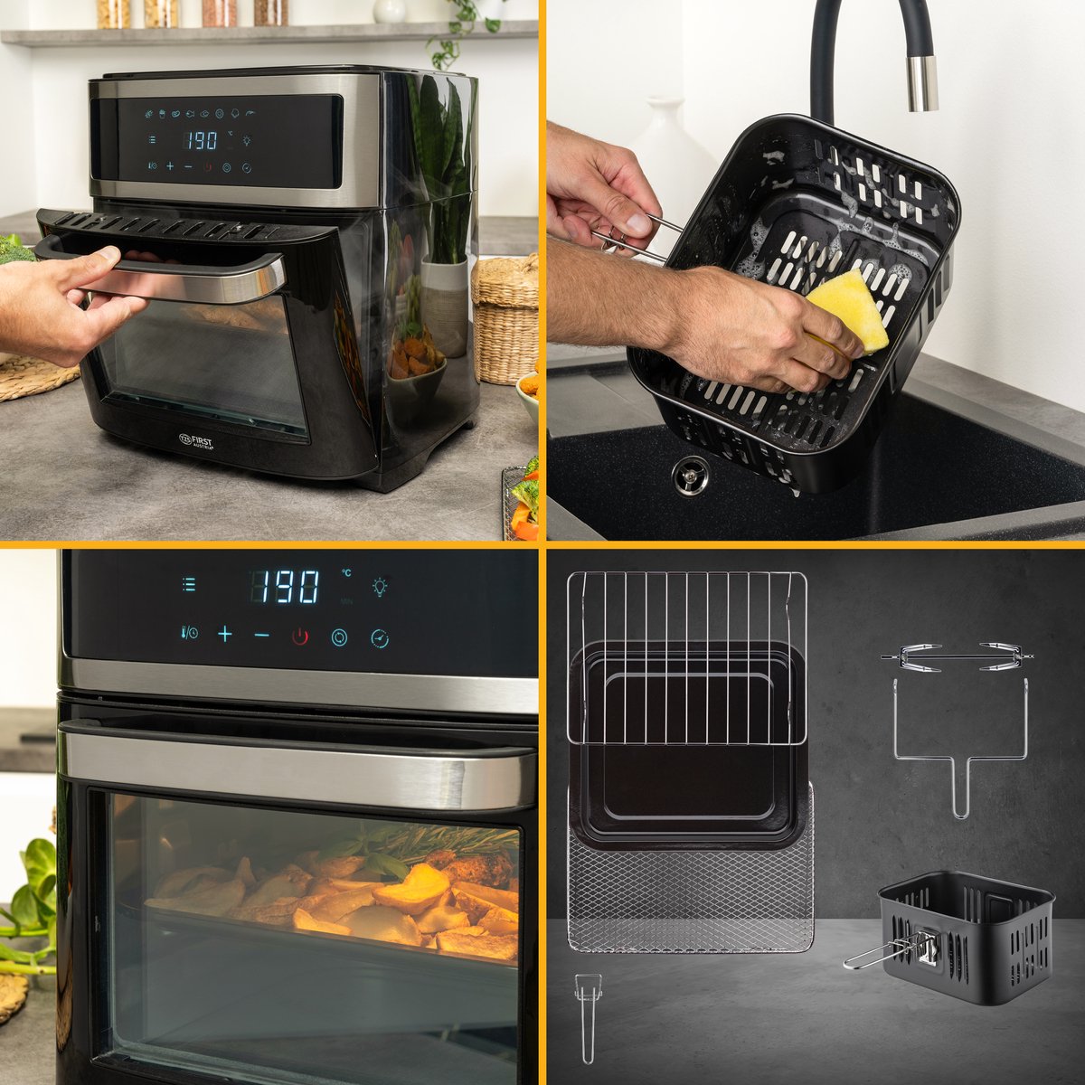 TZS First Austria Airfryer Oven XXL 13L Zwart