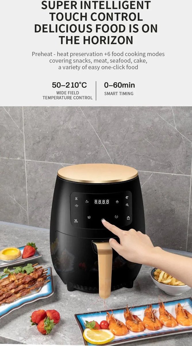 UnityMarketplace Airfryer 4.5L Smart-Touch Zwart