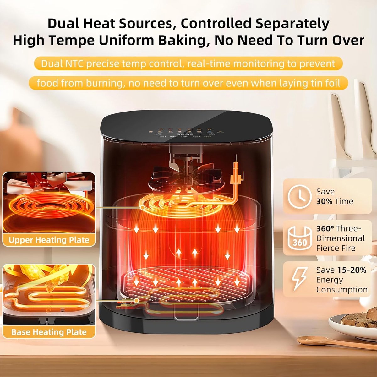 Wat vinden we goed aan de Uten Airfryer XXL 200E - Heteluchtfriteuse 5.5L Grijs