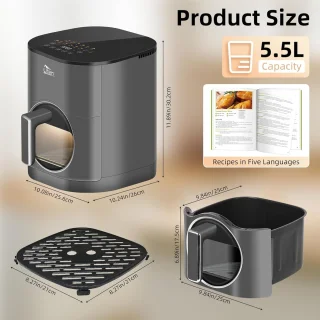 Uten Airfryer XXL 200E - Heteluchtfriteuse 5.5L Grijs