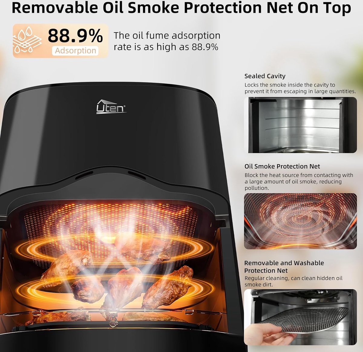 Uten Airfryer XXL 200E Heteluchtfriteuse 5.5L Zwart