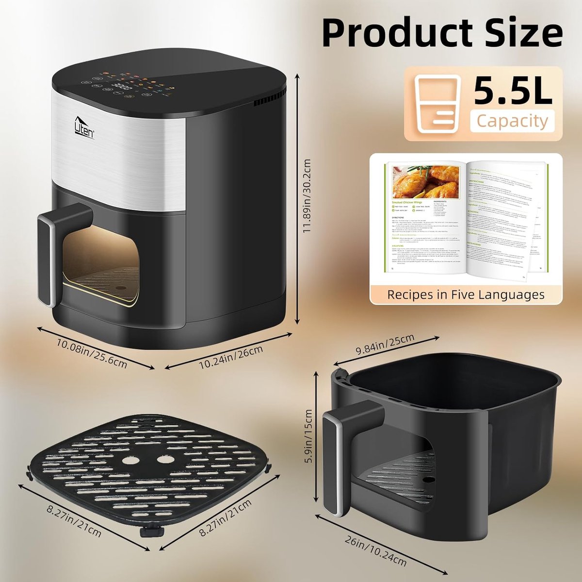 Uten Airfryer XXL 200E Zilver 5.5L